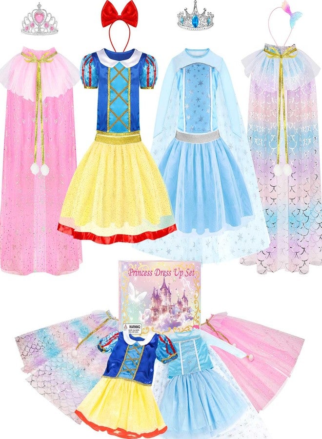 EULRGAUS Princess Dress Up for Girls 3-6, Toddler Dress Up Clothes with Princess Cape and Hairbands, Pretend Play Toddler Girl Toys, Halloween Christmas Birthday Gifts for Kids - Image 1